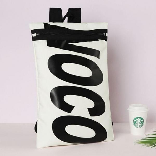 학생 여행 캐주얼 스포티 레터링 백팩 가방 아이보리