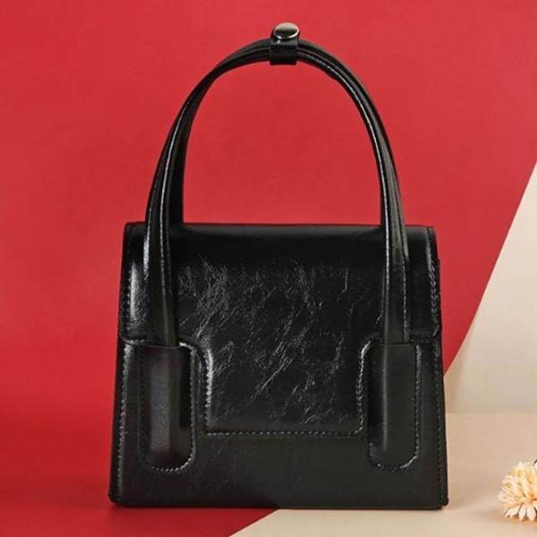 토드백 광택 미니 핸드백 귀여운 가방 대 블랙