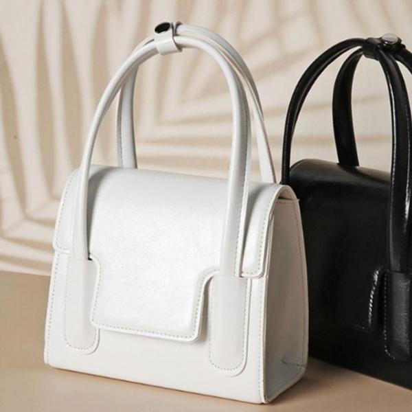 토드백 광택 미니 핸드백 귀여운 가방 대 아이보리