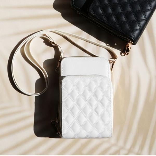 미니 지퍼 크로스백 여성 가방 선물 퀼팅 화이트