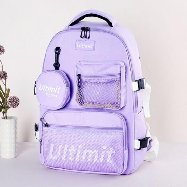 얼티미트 백팩 캐주얼 학생 포켓 가방 퍼플