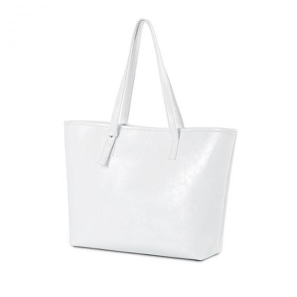광택 베이직 숄더백 쇼퍼백 가방 화이트