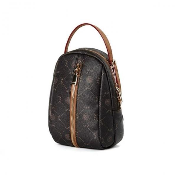 크로스 여성 학생 지퍼 핸드폰 미니 가방 다크브라운