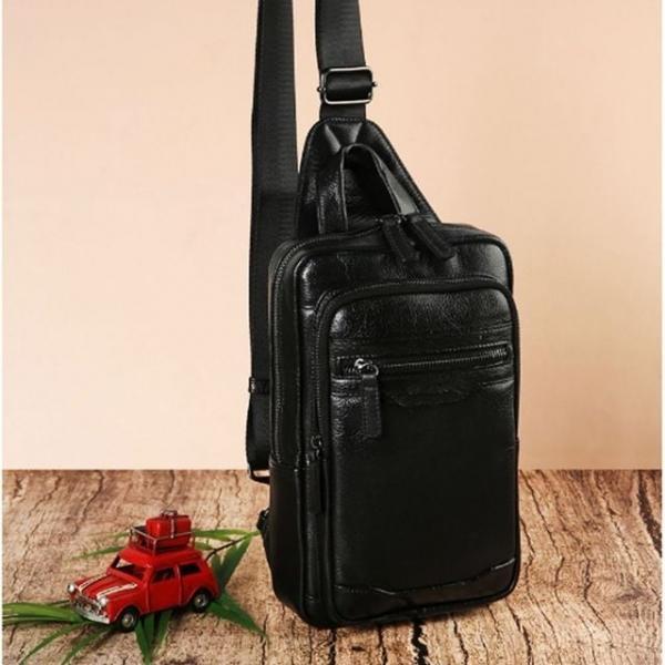 슬링백 가죽 빈티지 미니 크로그 가방 블랙