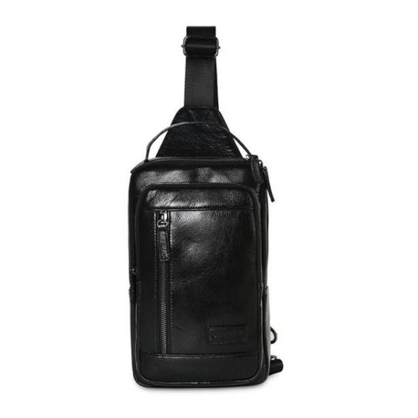 가죽 슬링백 남자 여자 크로스 선물 여행 가방 블랙