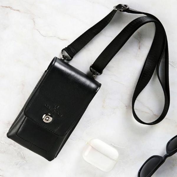 미니 크로스백 빈티지 가죽 가방 카드 블랙