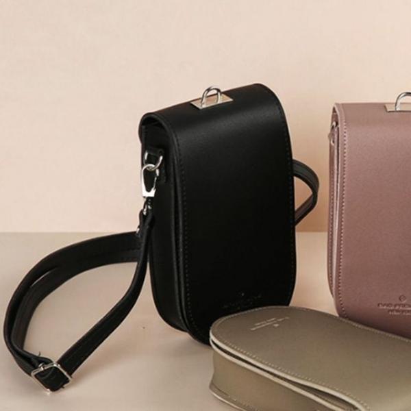 미니 크로스백 덮개형 카드 지갑 가방 블랙