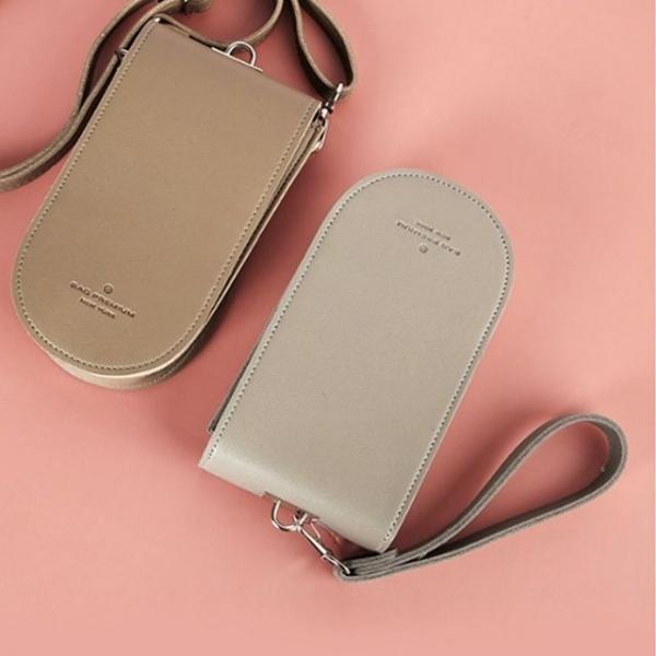 미니 크로스백 덮개형 카드 지갑 가방 그레이