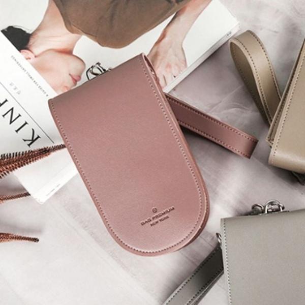 미니 크로스백 덮개형 카드 지갑 가방 핑크
