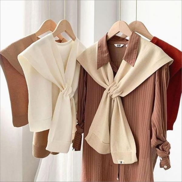 여성 페이크가디건 무지 니트 어깨숄 가디건 봄 가을 레이어드