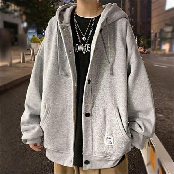 남성 기모안감 단추 후드 점퍼 오버핏 간절기 아우터 3색