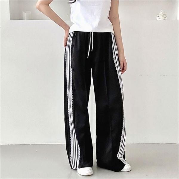 여성 와이드핏 옆라인 포인트 트레이닝복 편한 일자바지 3색