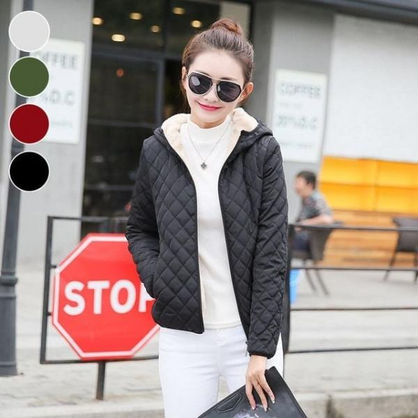 여성 퀄팅 후드 패딩 융털 점퍼