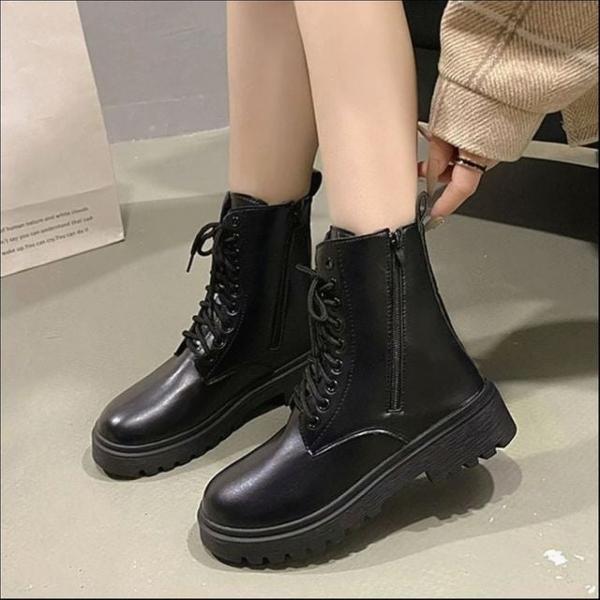 여성 빅사이즈 워커 레이스업 미들부츠 캐주얼 하이탑 신발