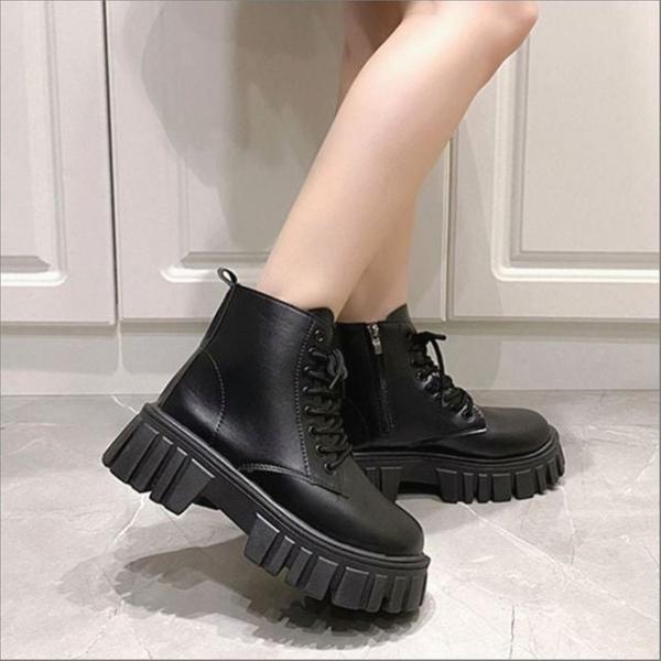 여성 빅사이즈 워커 레이스업 본드솔 플랫폼 하이탑 부츠