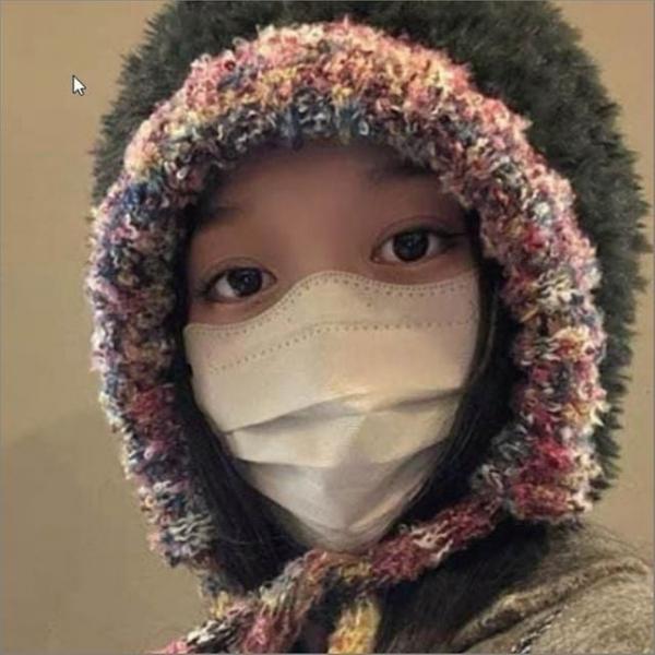 겨울 모자 후드워머 턱끈 귀여운 니트 바라클라바 방한 모자