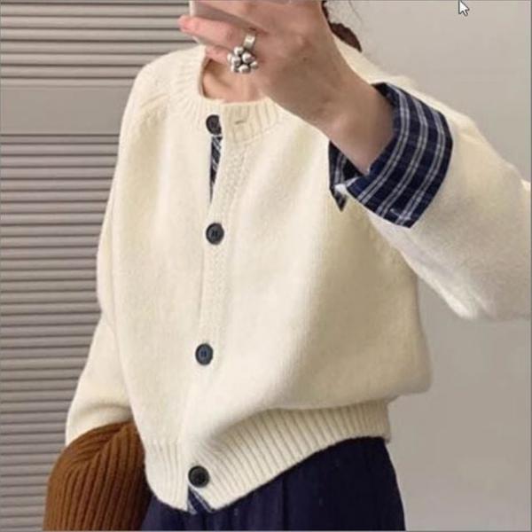 여성 가디건 셔츠 소매 레이어드 단추 니트 깔끔한 아우터 5컬러
