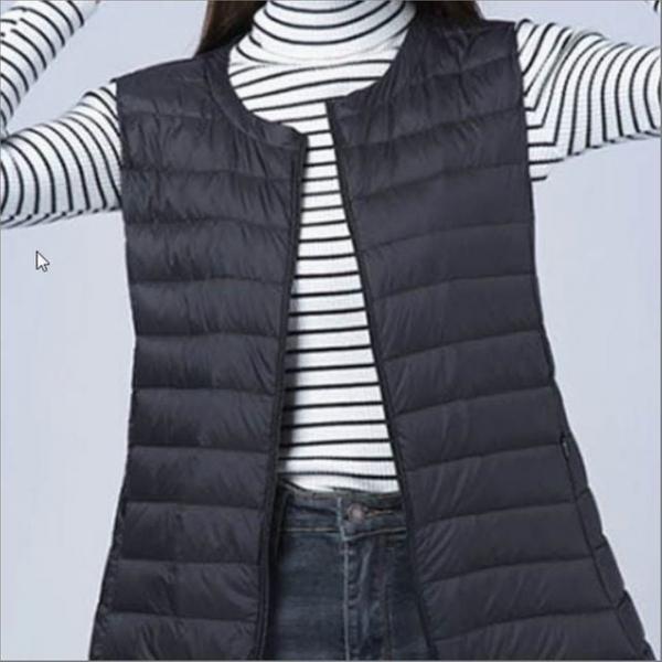 여성 경량 롱 패딩조끼 라운드넥 이너 조끼 겨울 롱베스트 2색
