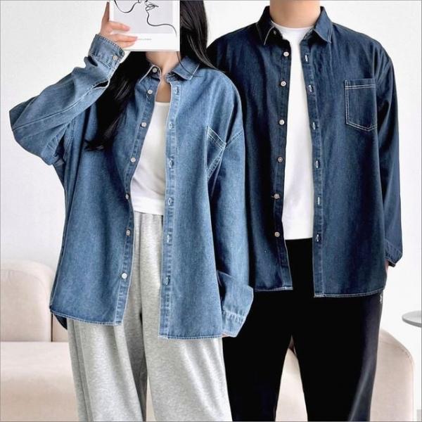 남녀공용 루즈핏 캐주얼 포켓 청남방 데님 셔츠 긴팔 간절기 3색