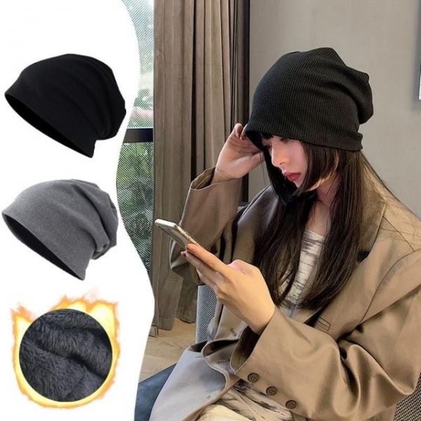 (보리별) 무지 비니 와플패턴 기모 빅사이즈 대두 롱비니 겨울 방한 스포츠 러닝 헬스 모자