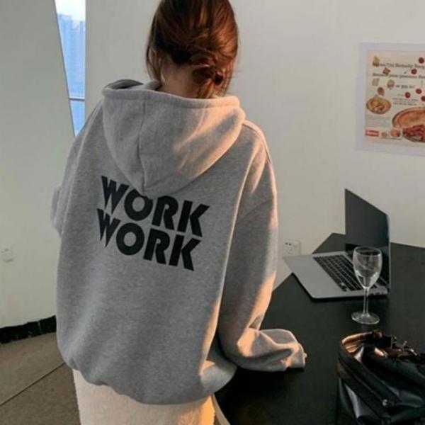 여자 겨울 후드티 빅 레터링 기모 오버핏 후드 티셔츠