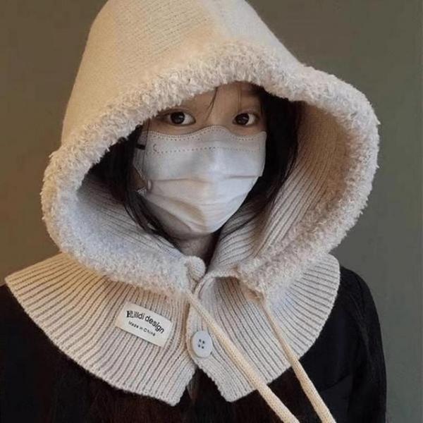 여성 겨울 후드 목토시 넥워머 보온 니트 바라클라바