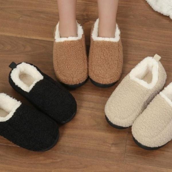 남녀공용 겨울 뽀글이 실내화 양털 안감 방한 슬리퍼