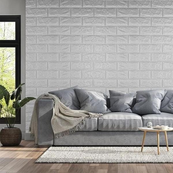 접착식 단열 벽지 폼블럭 10개 셀프 시공 실버 그레이