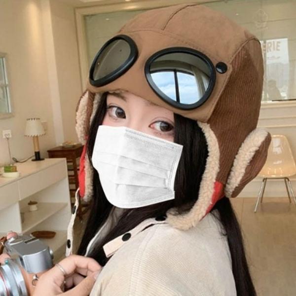 겨울  코듀로이 햇 턱끈과 고글 디테일 스타일 모자