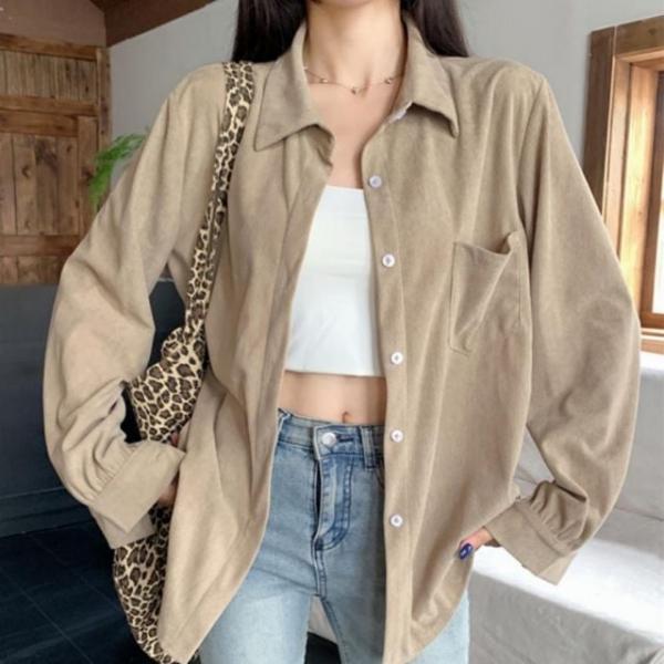 여성 루즈핏 데일리 코듀로이 골지 남방 긴팔 골덴 셔츠