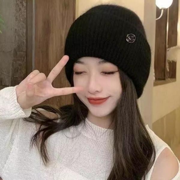 여성 겨울 숏비니 소프트 안감 양털 비니 니트 모자