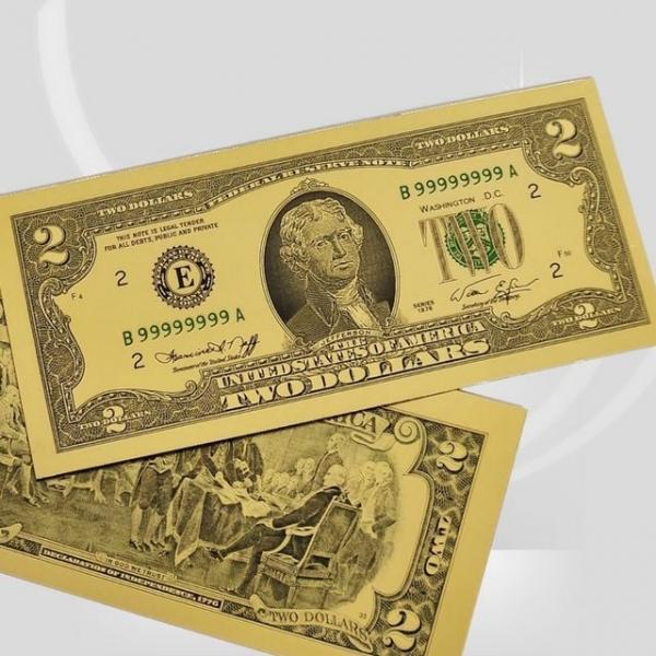 금색 행운의 2달러 지폐 카드 5P 기업 홍보용 기념품 단체 사은품 도매 납품용