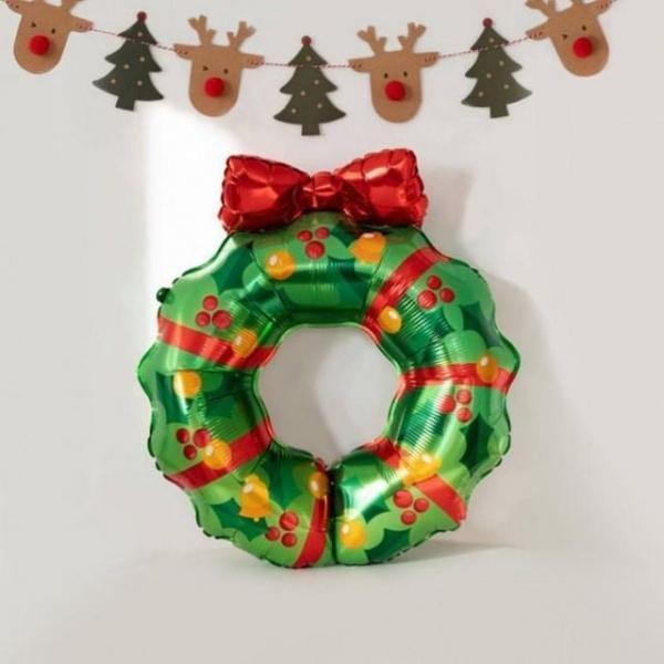 크리스마스은박풍선 원형리스 마스 장식 크 christmas 은박 리스 모양 풍선 용품 파티