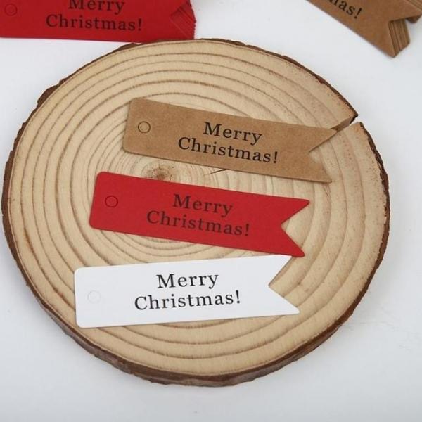 긴사각 크리스마스 택 100개 지 용 포장 택 재 트리장식 스티커 크리스마스 선물