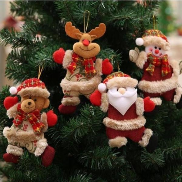 크리스마스 트리장식 산타 인형 4종 장식 성탄절 인형 트리 선물 산타 장식 선물 성탄절 꾸미기 인형