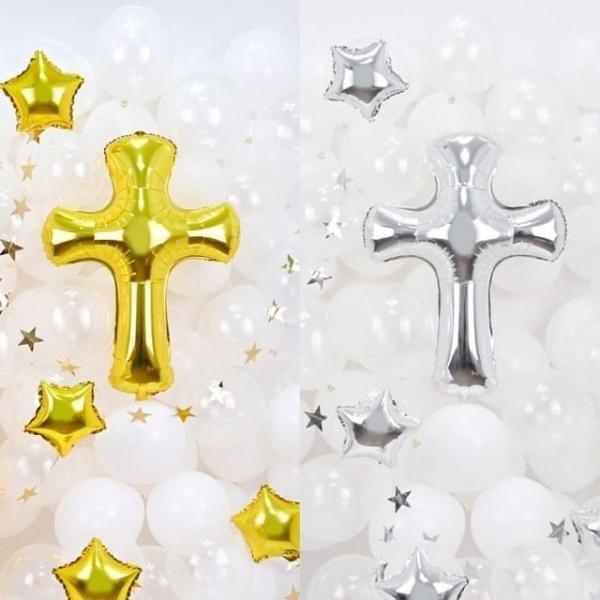 십자가은박풍선 용품 십자가 풍선 은박 파티 크리스마스 부활절 성탄절