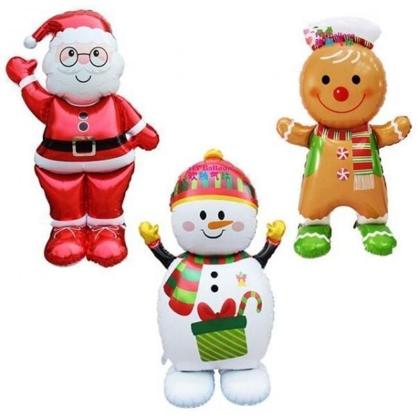 60인치 스탠딩 산타 눈사람 진저브래드 은박 풍선 크리스마스 가게장식 받침대 풍선장식 파티 홍