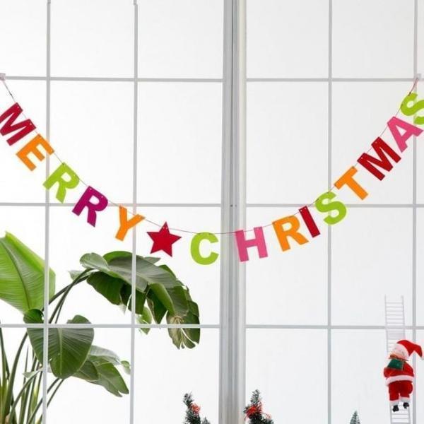 펠트가랜드 소 크리스마스 장식소품 가랜드 배너 파티 축제 성탄절 크리스마스 가랜드 용품 장식
