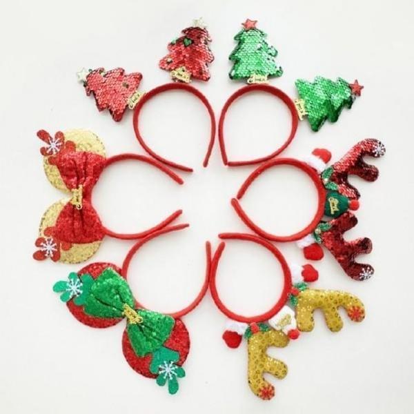 색이바뀌는 2024년 크리스마스 머리띠 3가지 디자인 소품 용품 크리스마스 파티 잡화 헤어핀
