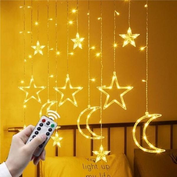 크리스마스 별 달 조명 트리 장식 소품 가랜드 조명 창문 무드등 커튼 장식 무드등 조명 달 창문 트리