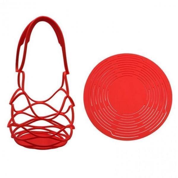 와인 포장 바구니 실리콘 냄비받침 겸용 RD 12297 아이디어 술 크리스마스 포장 와인 캠핑 선물