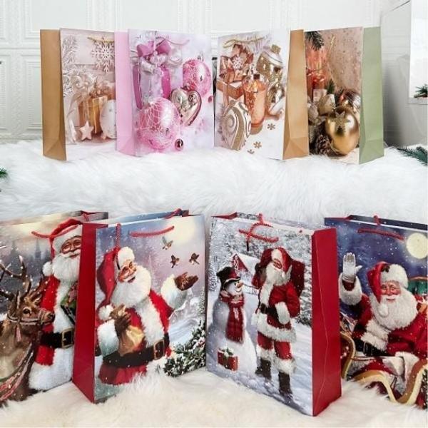 펄이있는 대용량 크리스마스 로맨틱산타 종이가방 종이백 선물상자 쇼핑백 32x26 백 크리스마스 산타