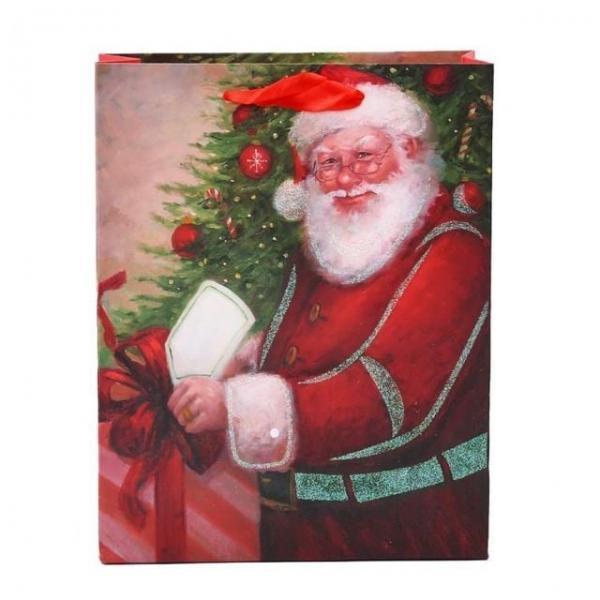 선물주는 산타클로스 쇼핑백 선물 쇼핑백 성탄절 크리스마스 종이 산타 가방