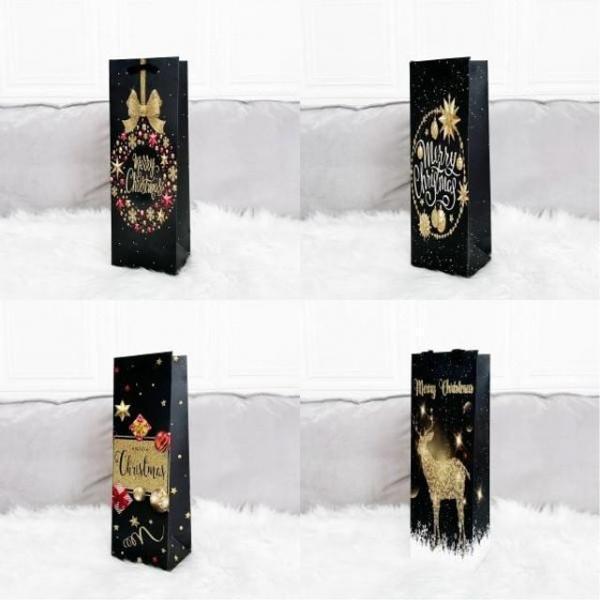 크리스마스 와인쇼핑백 1구 종이가방 종이백 선물상자 선물 포장지 케이스 쇼핑백 종이 성탄 가방 와인 백