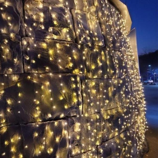 대형 나무 펜션 300구 30M 투명선 LED 웜색 지니 전구 전구 트리 점멸 대형 장식 크리스마스
