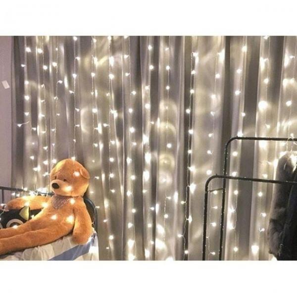 커튼 쇼윈도 야외 방수 400구 투명선 LED 백색 전구 크리스마스 인테리어 LED 트리 조명 전구