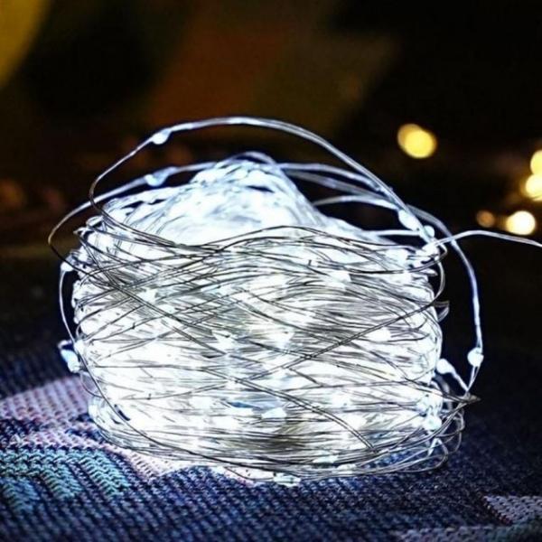 와이어 알전구 태양광정원등 화이트 7M 50구 광조명 정원등 알 크리스마스 전구 트리 줄전등 태양 광