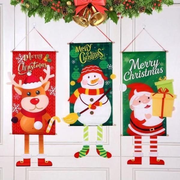 크리스마스 가랜드 벽걸이 장식 그린눈사람 장식 벽걸이 현수막 파티 가랜드 현관문 입구 크리스마스 산타