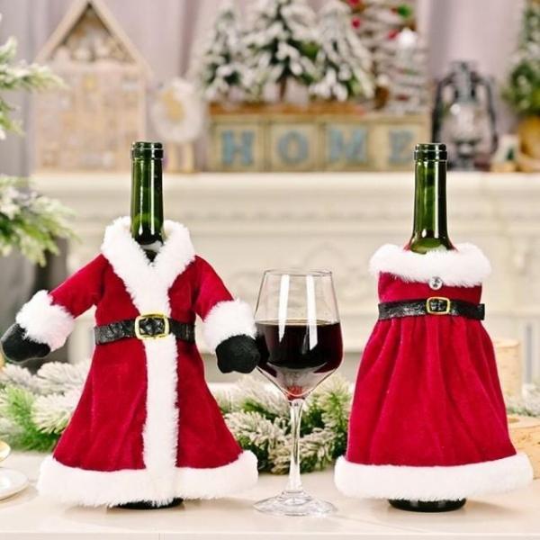 크리스마스 와인 포장 산타옷장식 커버 선물포장 샴페인 장식 꾸미기 커버 크리스마스 와인 성탄절