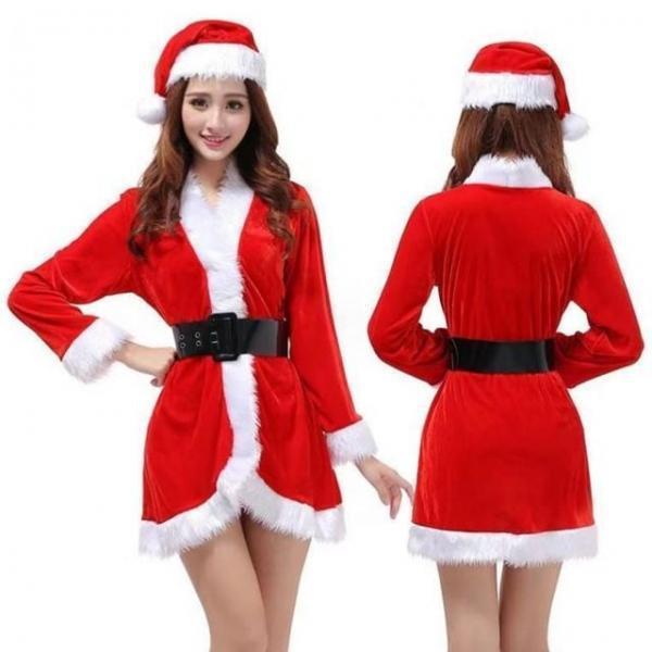 여자산타복세트 상의모자벨트3종 옷 분장 용품 크리스마스 치마 의상 christmas 파티 산타 복